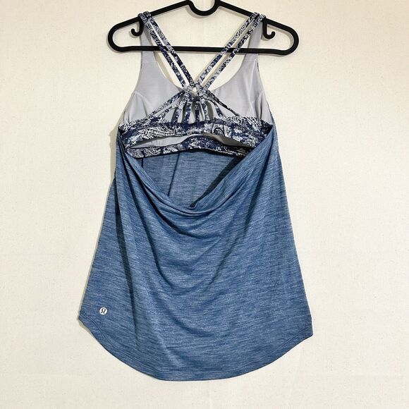 Lululemon Free To Be Wild Womens Size 6 Tank Top Built In Bra Open Back Blue - Picture 1 of 9